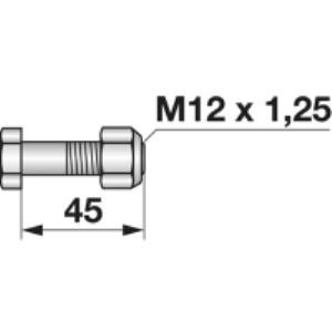 Frässchraube mit Sicherungsmuttern M12x1,25x45